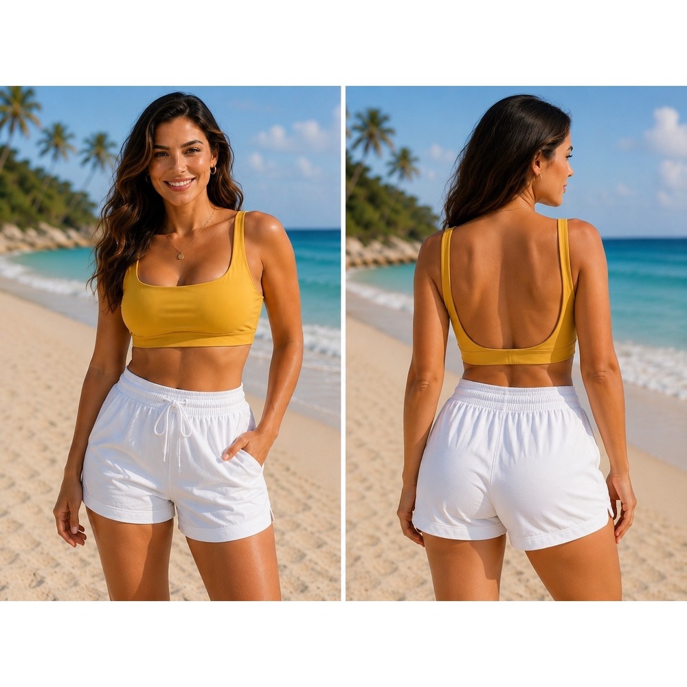 Aerie Scoop Neck Bikini Top Mustard Yellow Bralette Swim Top Size M